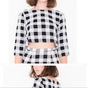 Checkered shirt, one size crop top.